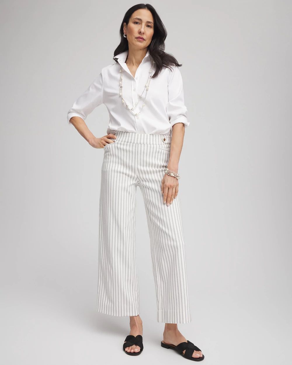 Brigitte™ Striped Wide-Leg Cropped Pants | Chico's